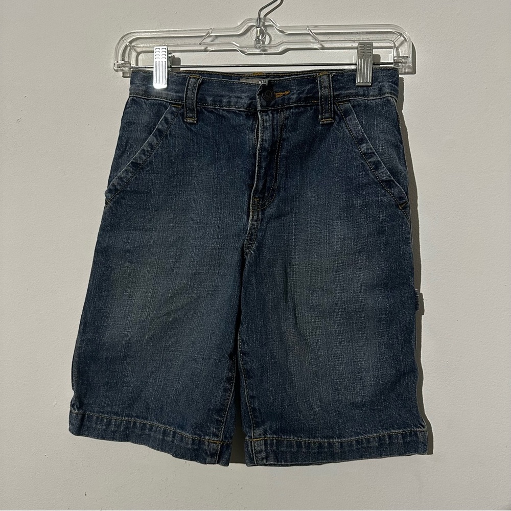 Vintage Dark Blue Denim and Army Green Cargo shorts bundle. Size 8 boys. Cotton.